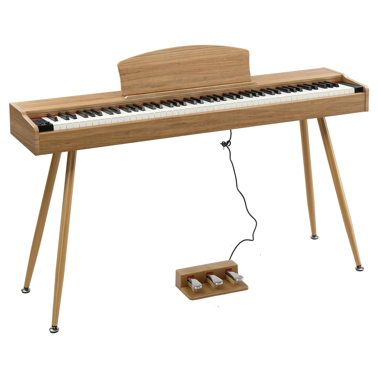 GLARRY 88-Key Digital Piano, Full Weighted Electric Keyboard with Bluetooth, 3 Pedals, Burlywood