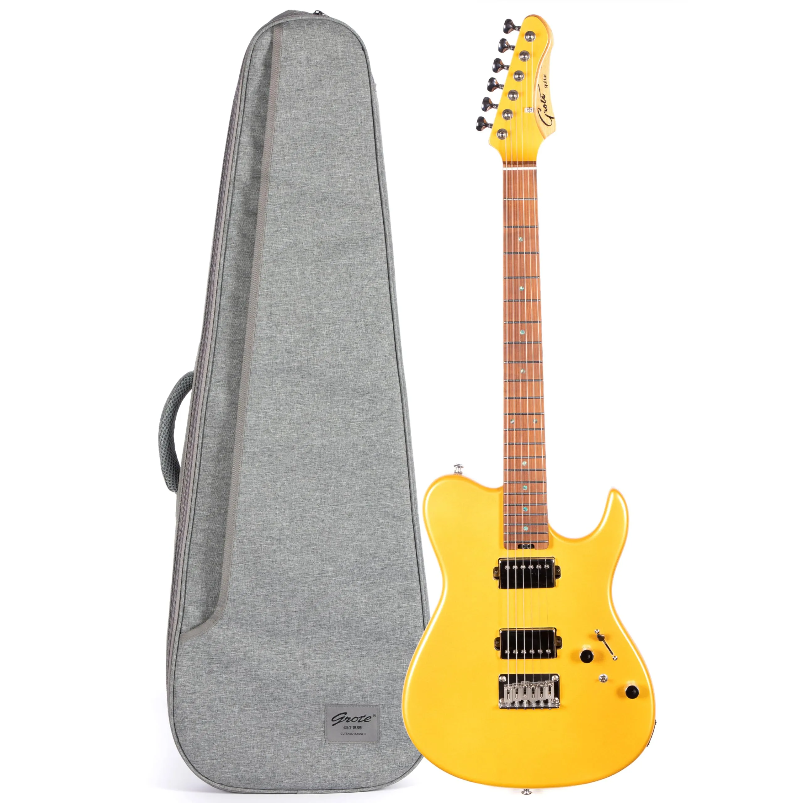 Grote GTLM-2 Yellow Electric Guitar with Roasted Maple Neck, Split Coils Pickup & Gigbag