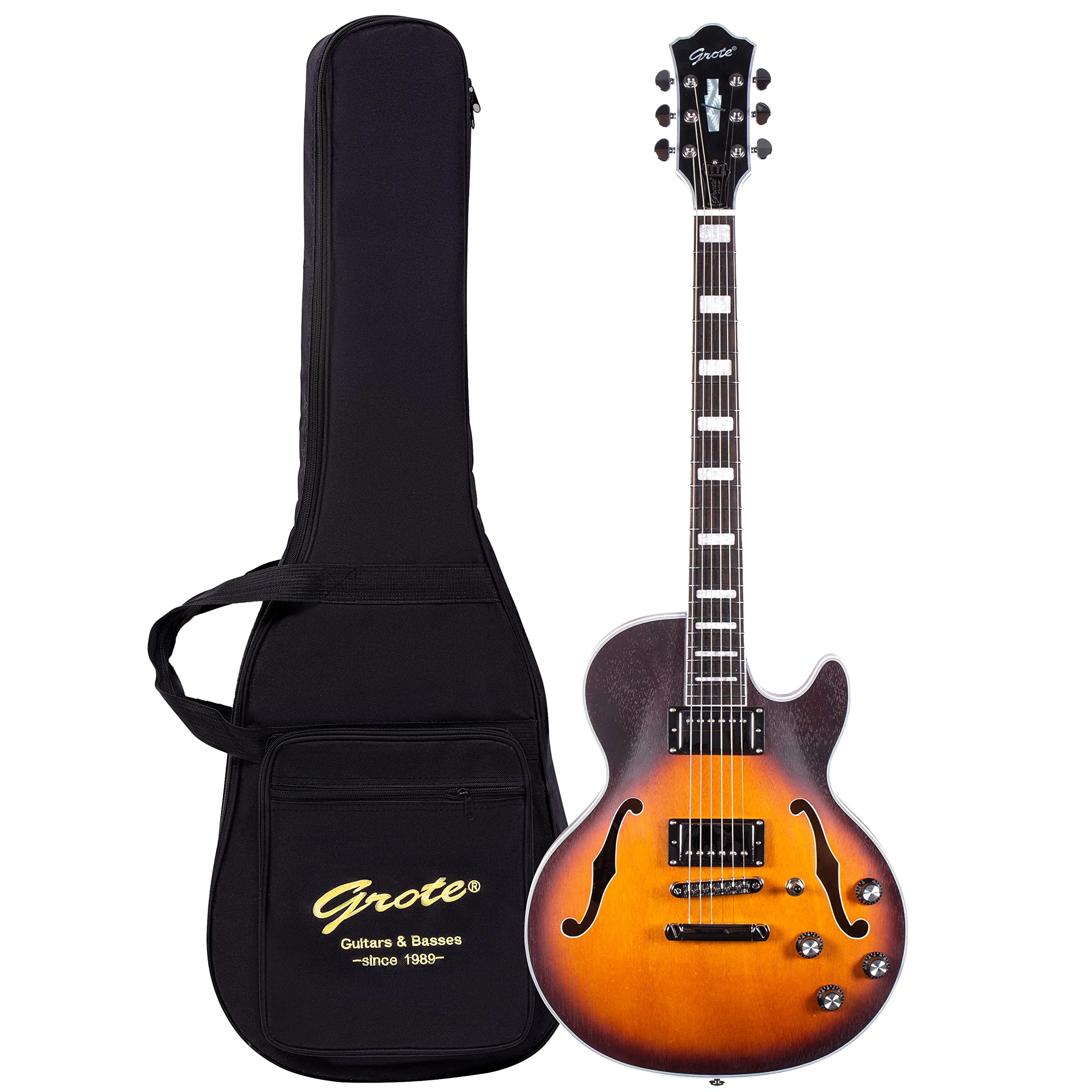 Grote LPF-002 Semi-Hollow Body Electric Guitar Matte Finish with Gigbag - Versatile Sound