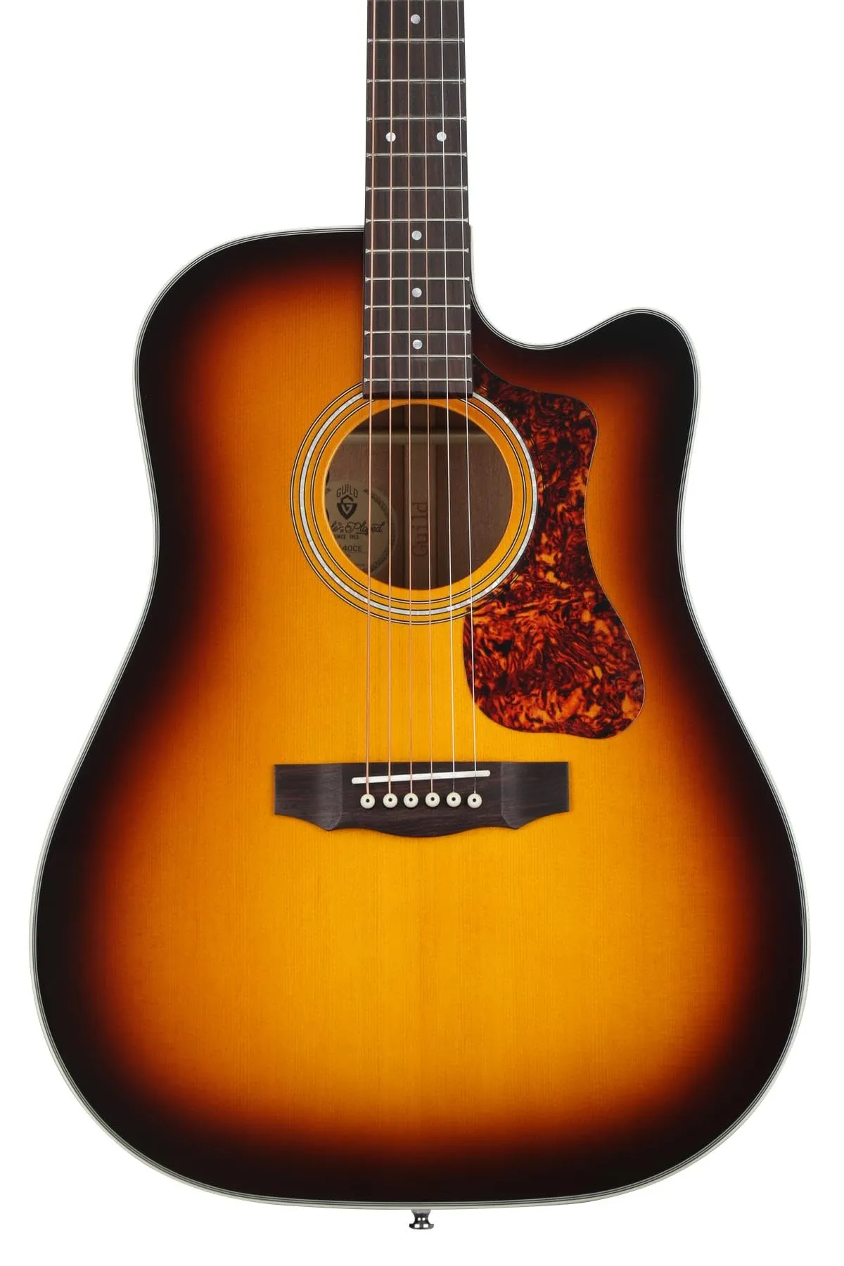 Guild D-140CE Acoustic-Electric Guitar - Antique Burst, Solid Spruce Top, Mahogany Back & Sides