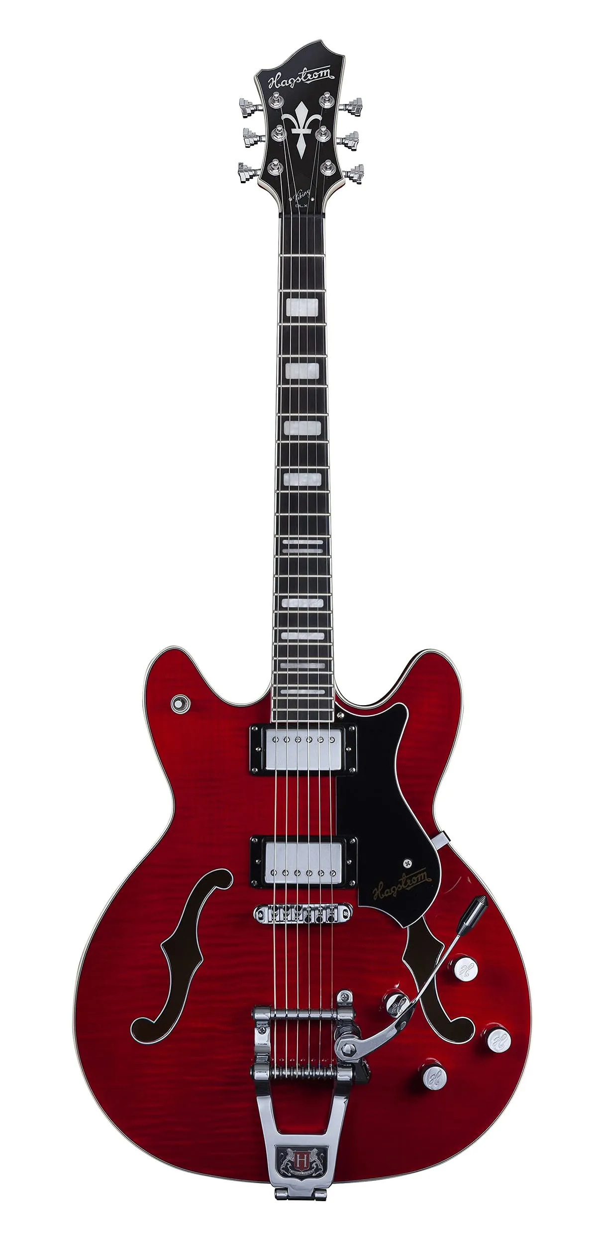 Hagstrom 6 String Semi-Hollow-Body Electric Guitar, Transparent Wild Cherry, HJ50 Pickups