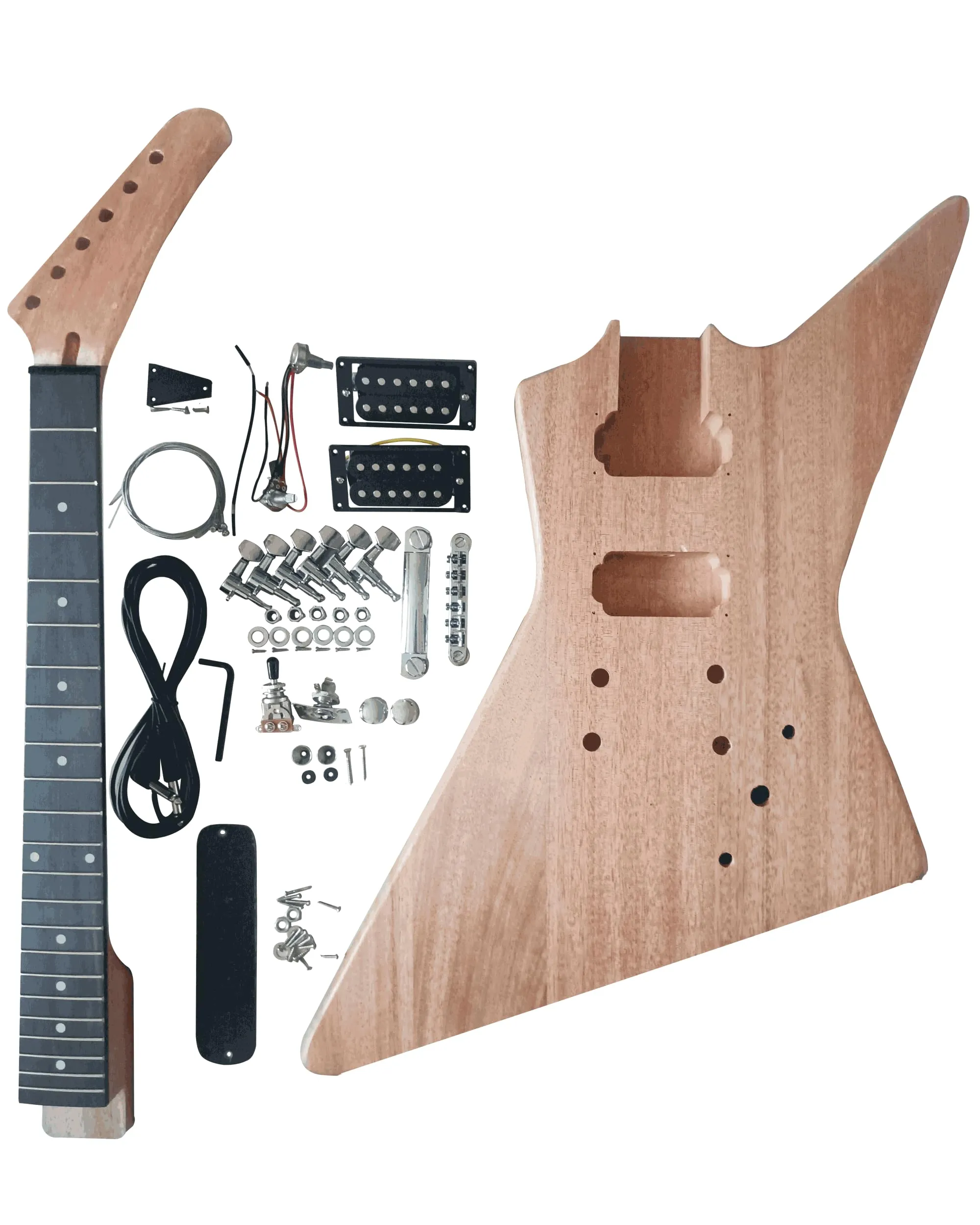 HENGYEE EX-Style DIY Electric Guitar Kit - Mahogany Body, Neck & Rosewood Fingerboard Builder