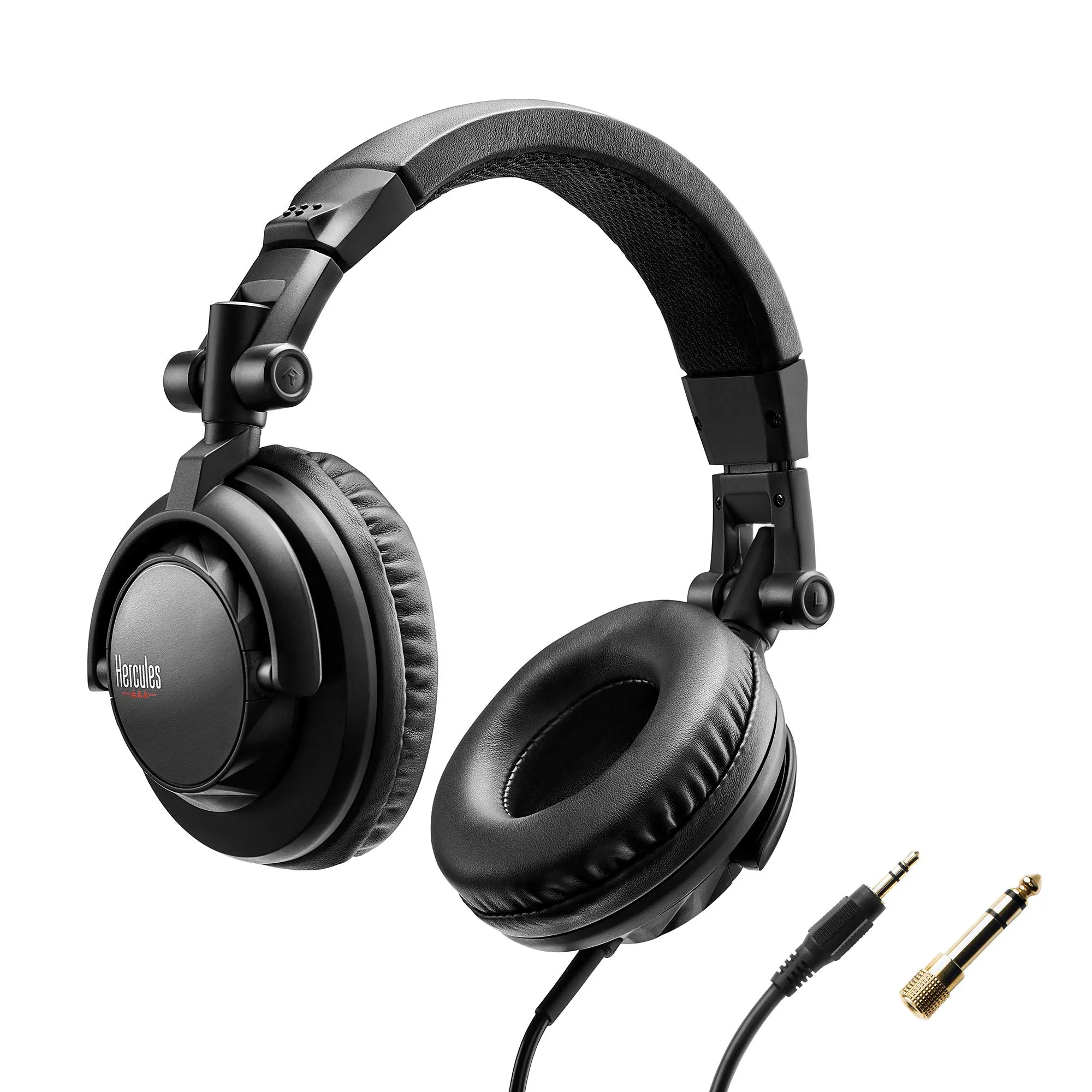 Hercules HDP DJ45 Closed-back DJ Headphones, Foldable, Comfortable, with 6.6ft Spiral Cable