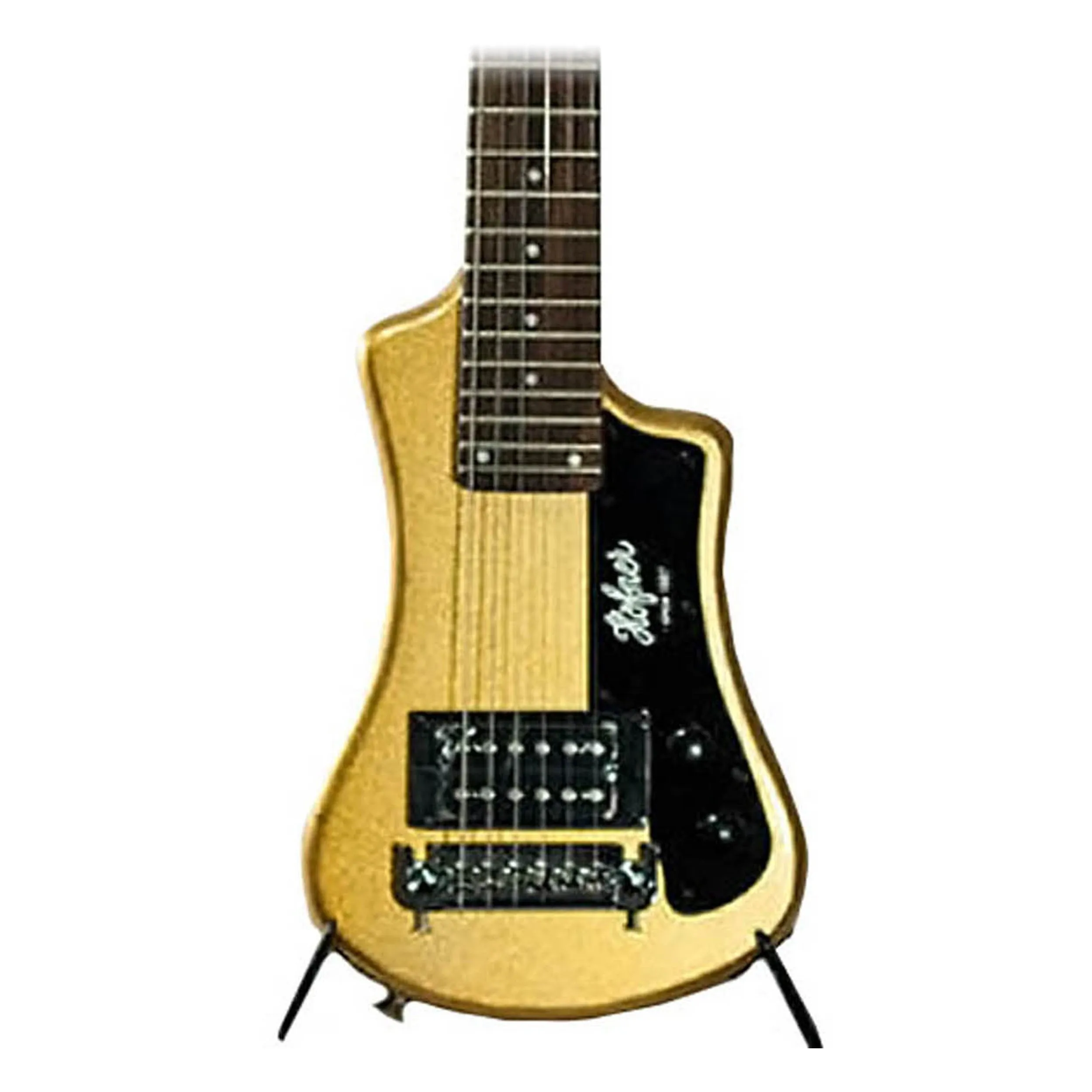 Hofner HOF-HCT-SH-GT-O Shorty Solid-Body Electric Guitar in Black, Compact Basswood Design