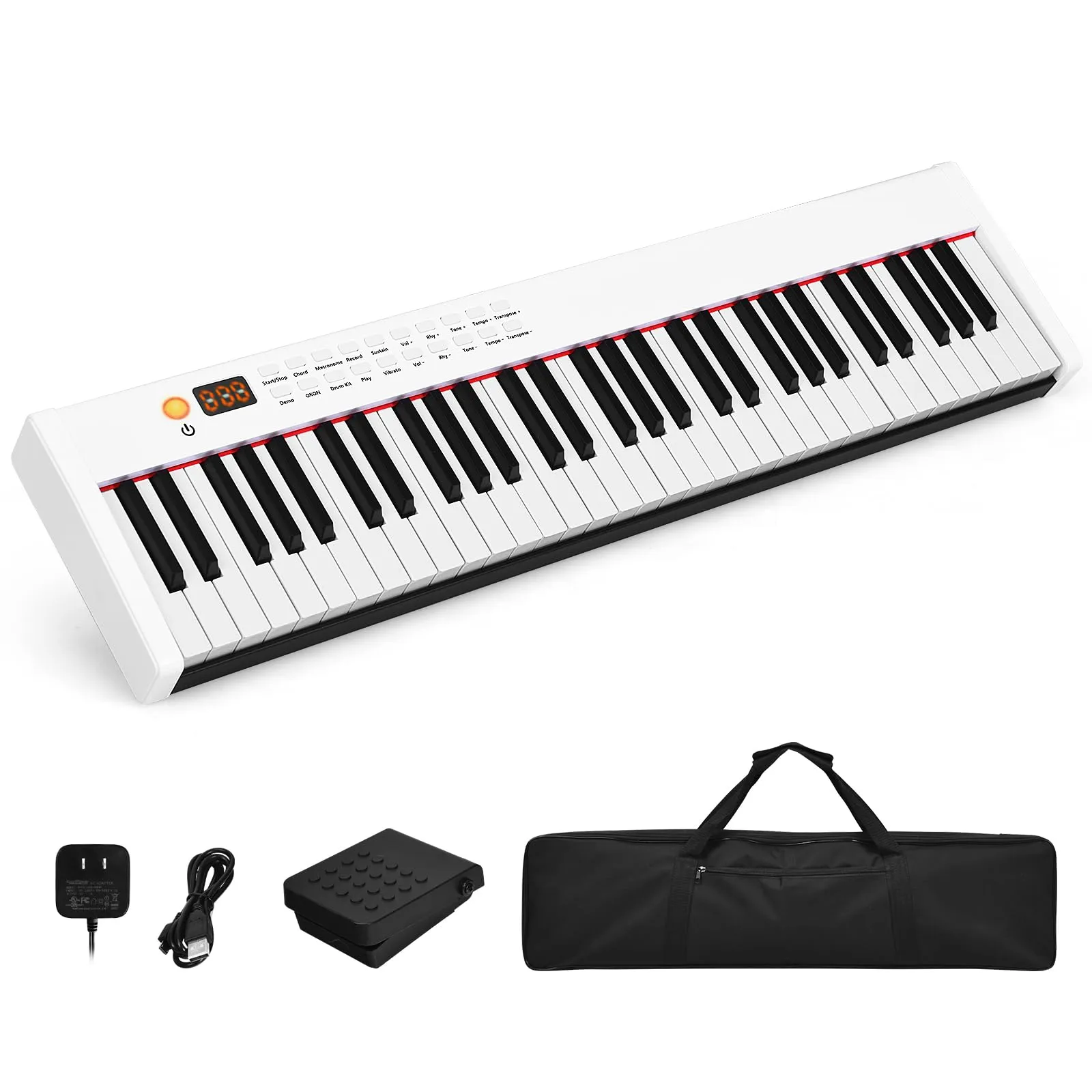 HONEY JOY 61-Key Upgraded Digital Music Keyboard with Semi-Weighted Keys, MIDI, Sustain Pedal