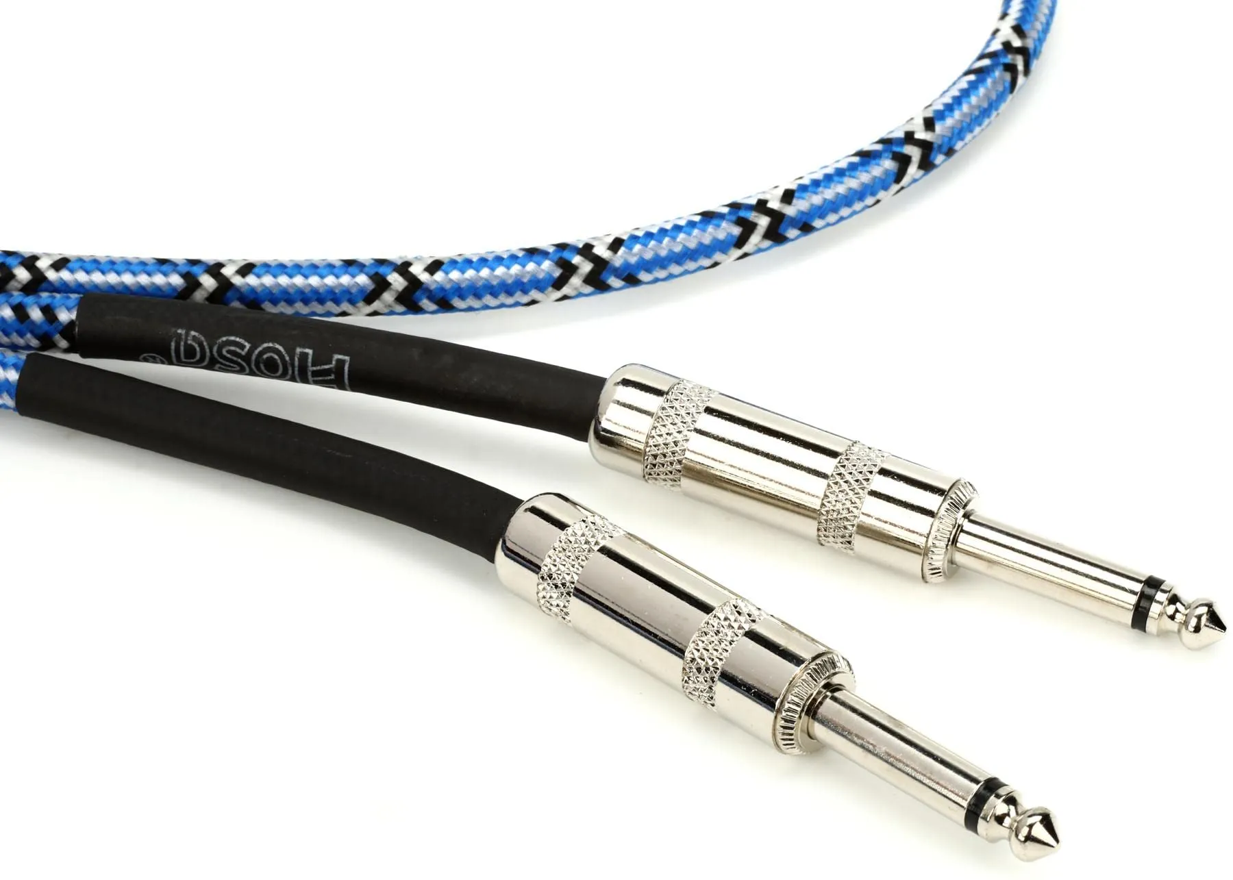 Hosa 3GT-18C1 Cloth Guitar Cable 18ft Blue/White/Black Straight to Straight Reliable Performance