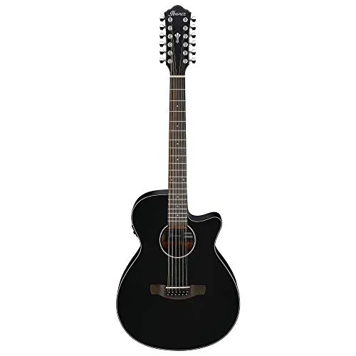 Ibanez AEG5012 Black 12-String Acoustic Electric Guitar with Spruce Top and Sapele Back