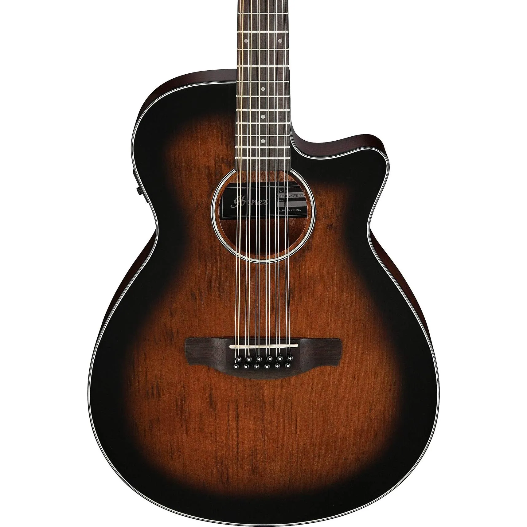 Ibanez AWG5012 12-String Acoustic-Electric Guitar - Dark Violin Sunburst, Comfortable Okoume Neck