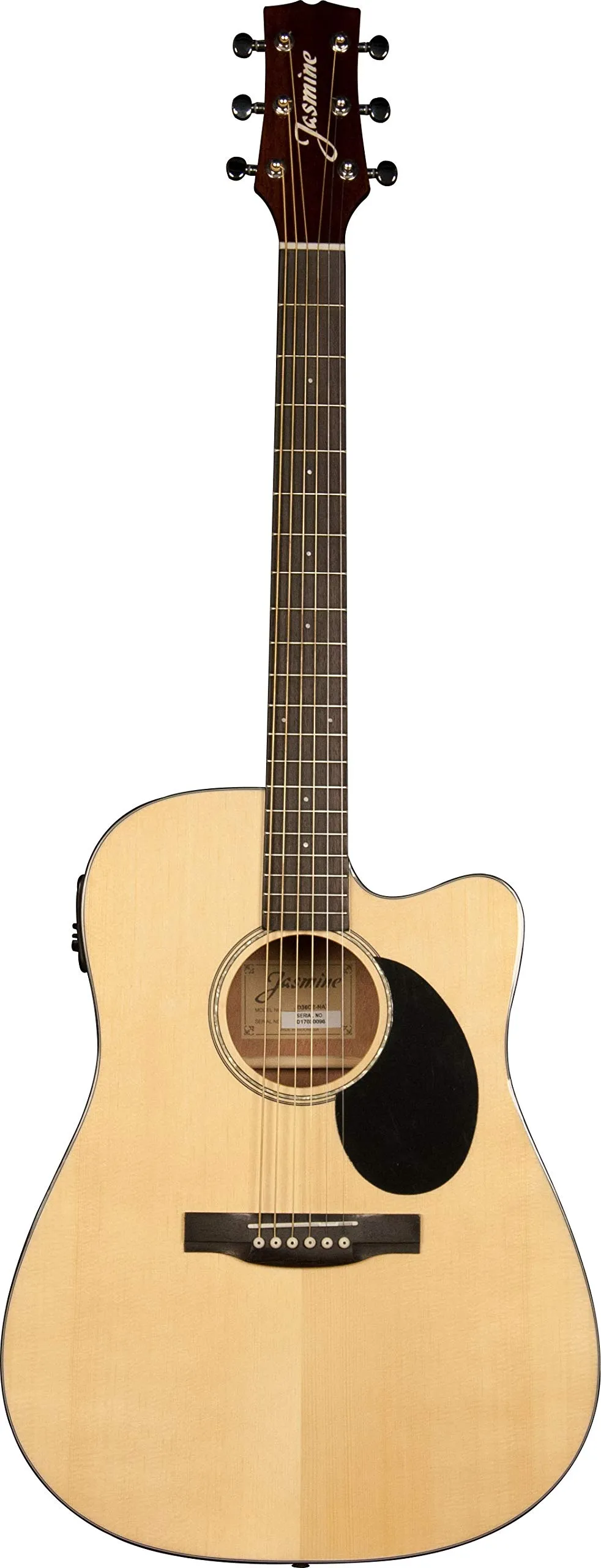 Jasmine JD36CE-NAT Acoustic-Electric Guitar, Natural Finish, Dreadnought, Built-in Tuner