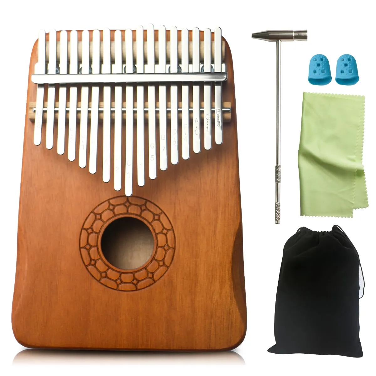 Kalimba Thumb Piano 17 Key, Lightweight Mahogany Music Instrument for Kids & Adults