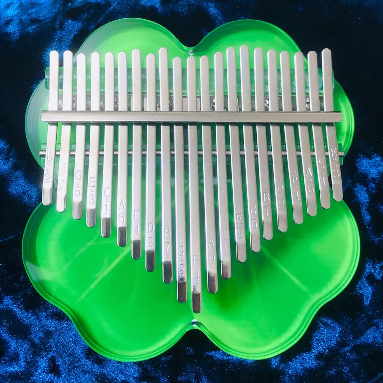 Kalimba Thumb Piano 21 Keys Clover Green Acrylic with Waterproof Case & Tuning Hammer