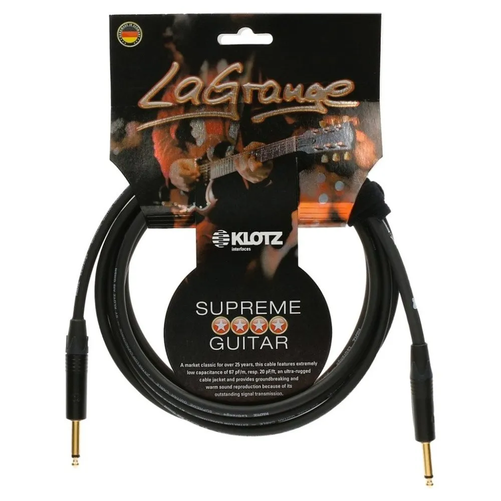 Klotz LAPP0600 LaGrange Instrument Cable 20ft, Straight to Straight, Ultra-Low Capacitance, Durable Design