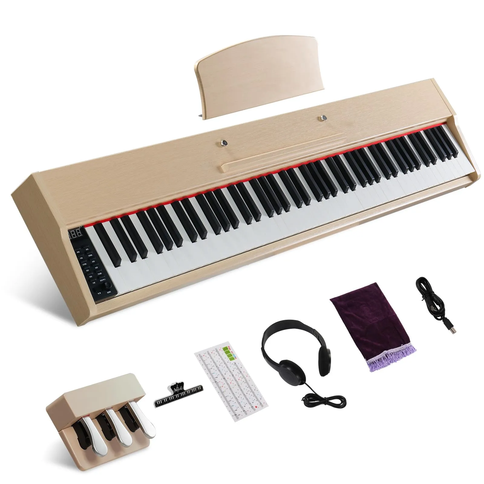 Ktaxon 88 Key Portable Electric Piano with Semi-Weighted Keys, Bluetooth, MIDI, Beige