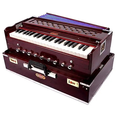 LATEST BINA 17DX PRO-GRADE INDIAN PORTABLE 9-STOPPER TEAK HARMONIUM with COUPLER & BAG