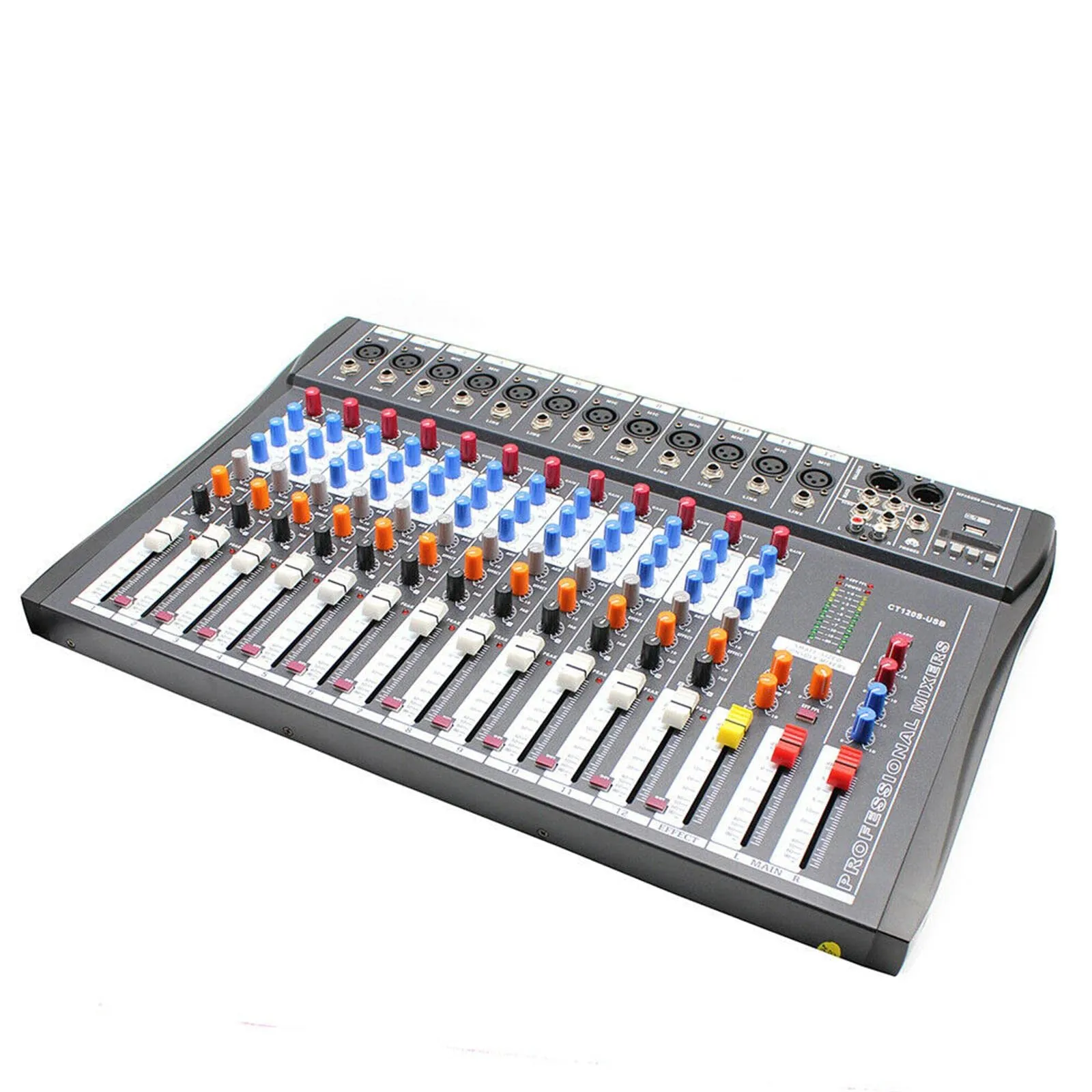 Lemoeyes 12-Channel Digital Mixing Console Audio Interface Mixer with USB and LCD Display