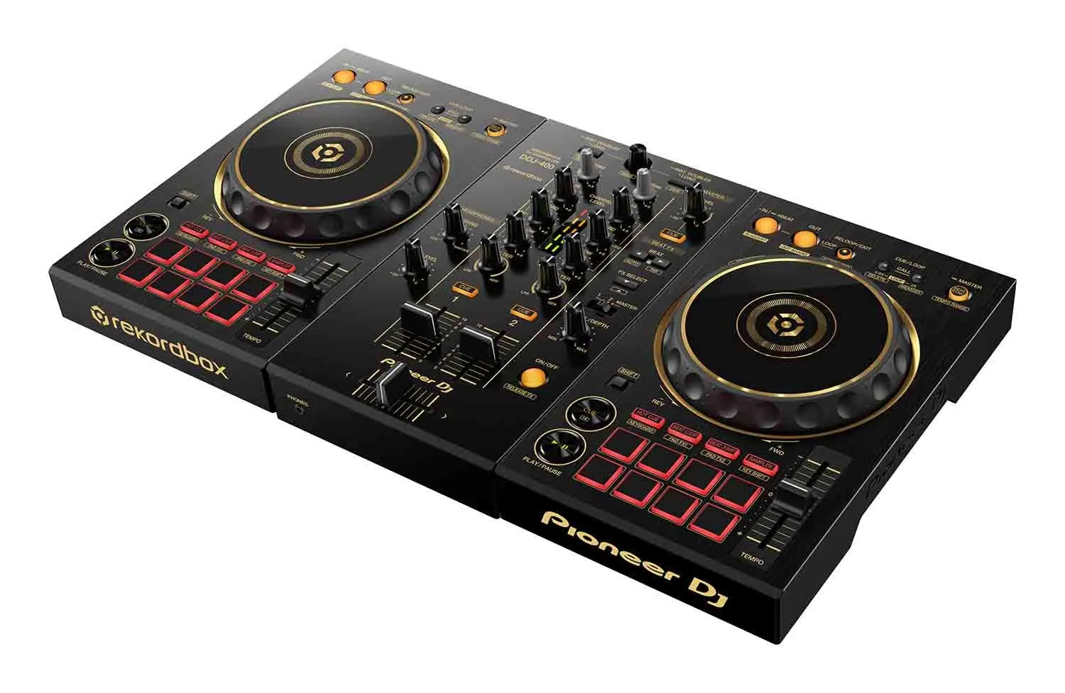 Limited-Edition Gold Pioneer DJ DDJ-400-N Controller, Lightweight & Portable, USB Plug-and-Play, 2-Deck Design