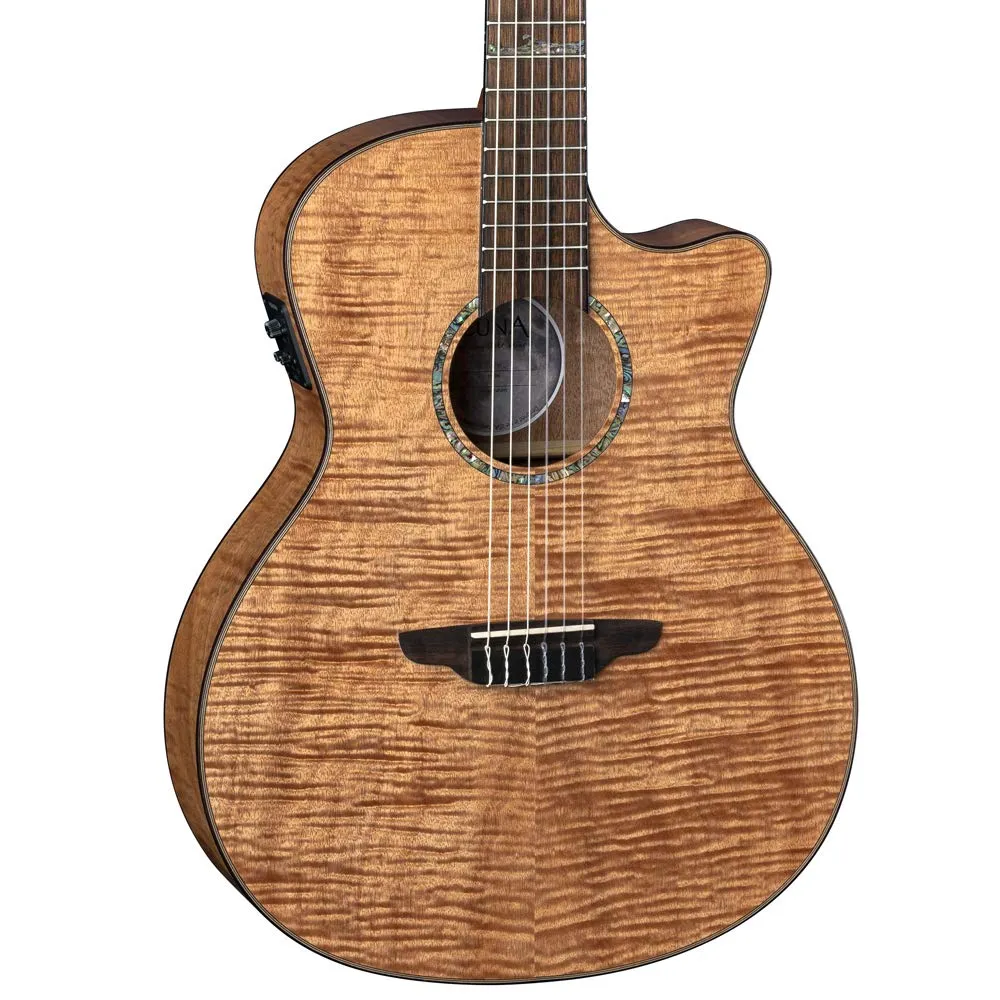 Luna High Tide Grand Concert Nylon Acoustic/Electric Guitar, Right, Exotic Mahogany, Fishman Preamp