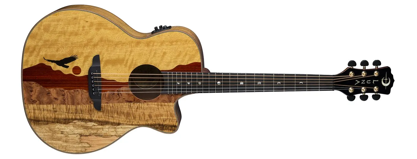 Luna VISTAEAGLE Acoustic/Electric Guitar, Tropical Wood, Grand Auditorium, Hard-shell Case Included