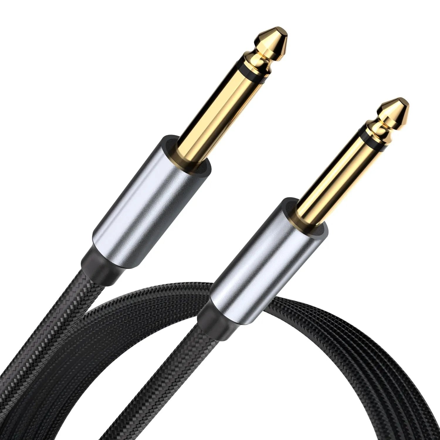 MMOBIEL 6.35mm Instrument Cable – 4ft Braided Guitar Cable for Seamless Audio Transmission