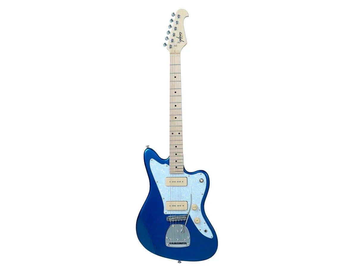 Monoprice Indio Series 6 String Electric Guitar, Alder Body, Soapbar Pickups, Blue (610887)