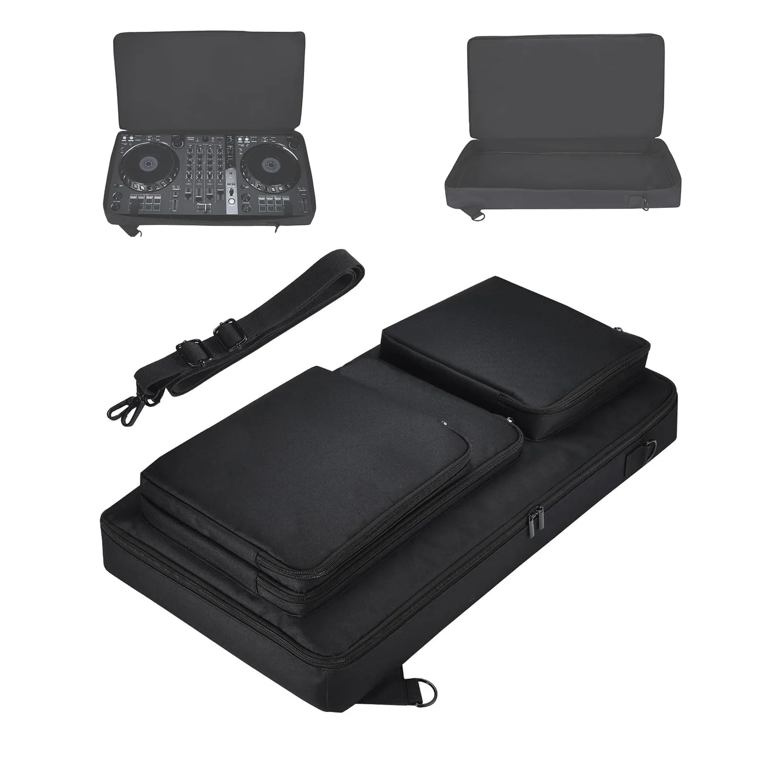 Multifunctional Protective Carrying Case for Pioneer DJ Controllers DDJ-FLX6/DDJ-SX2/SX3 in Black