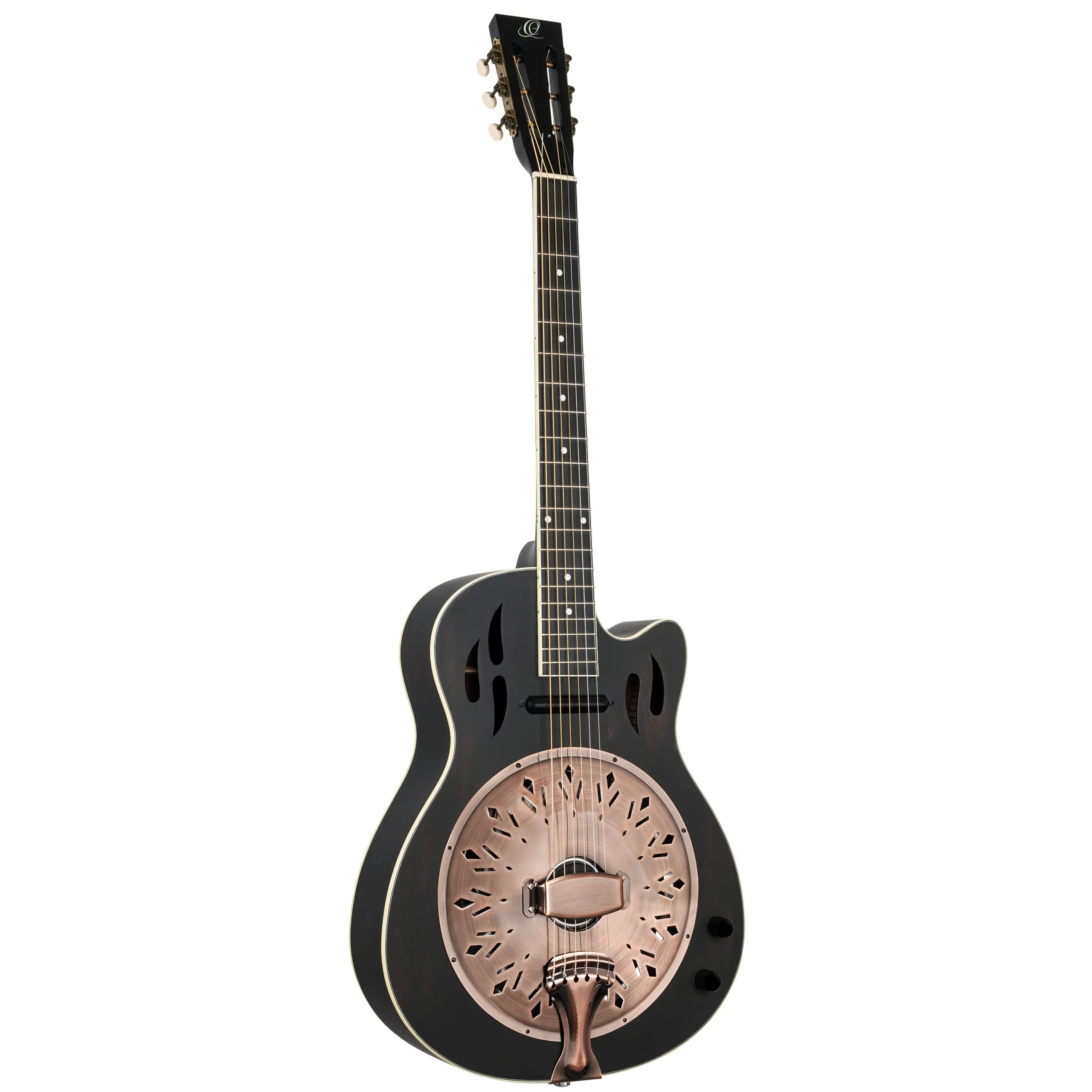 Ortega Guitars 6 String Americana Series Acoustic-Electric Resonator Guitar, Distressed Black