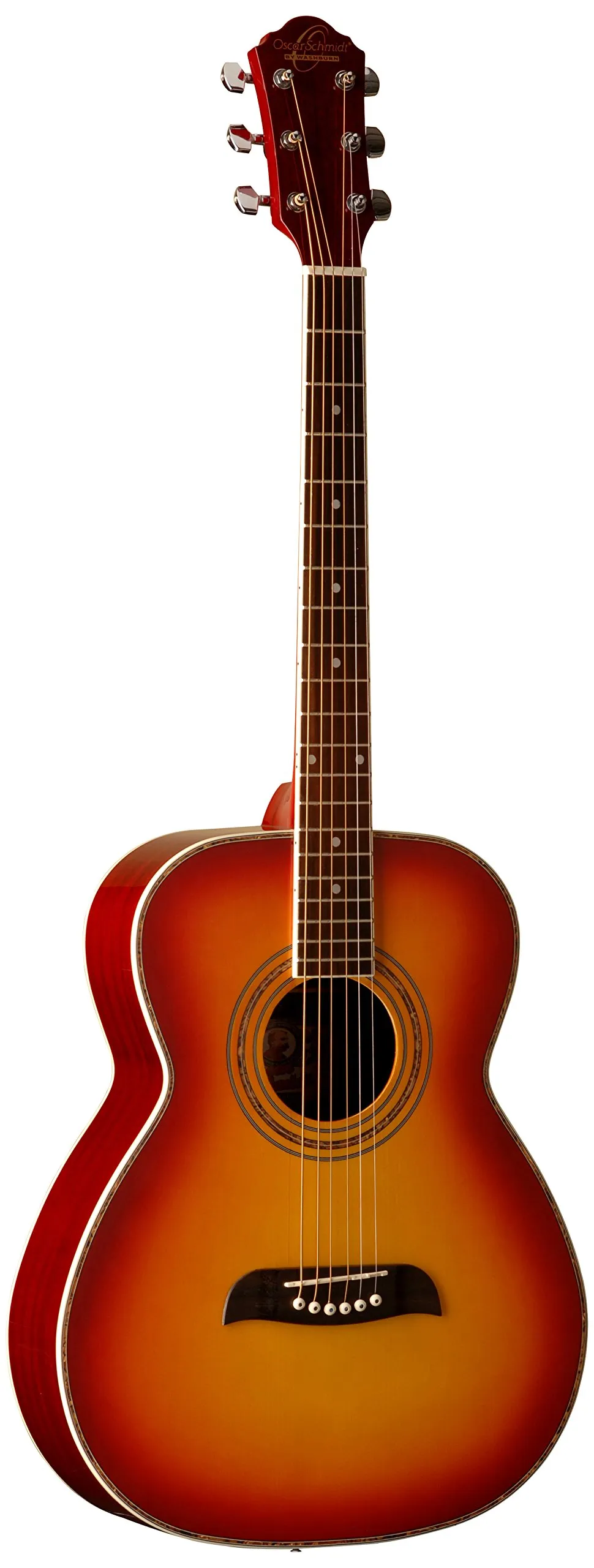 Oscar Schmidt OF2 Folk Acoustic Guitar, Cherry Sunburst, Right-Handed, Adjustable Truss Rod