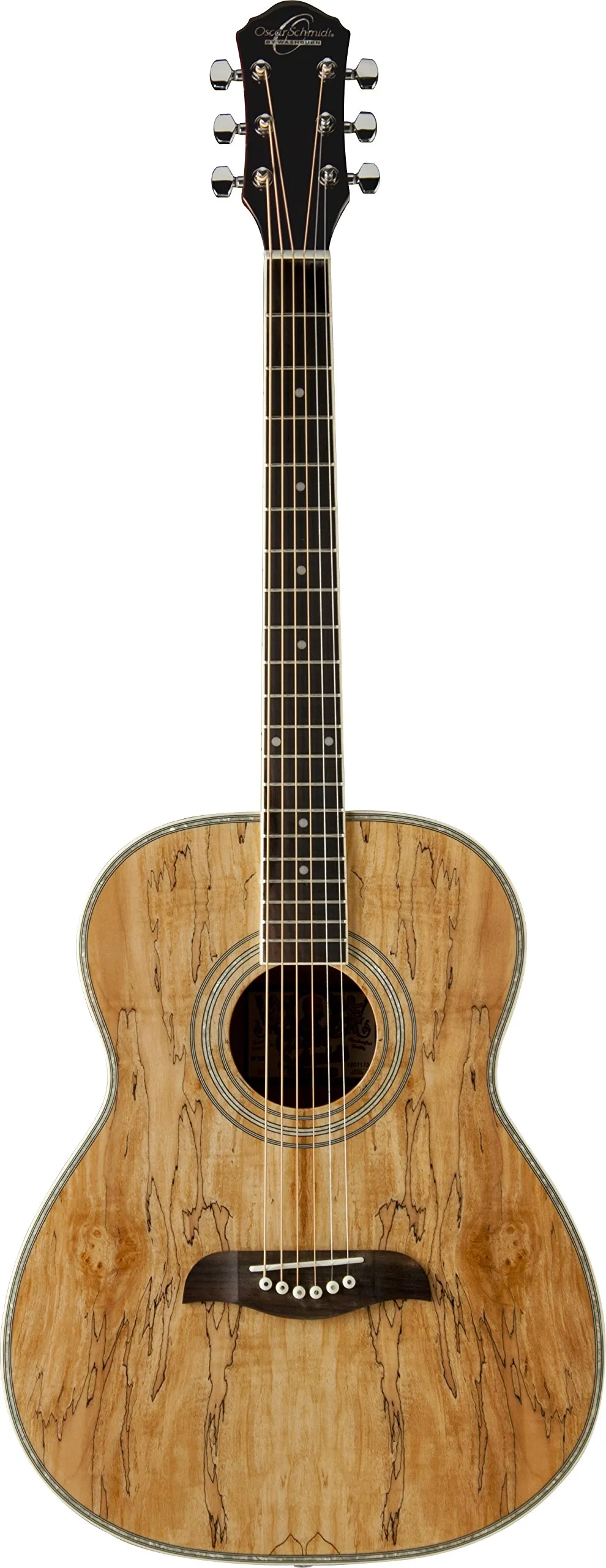 Oscar Schmidt OF2SM-R-U 6-String Acoustic Guitar - Spalted Maple, Mahogany Neck, Chrome Tuners