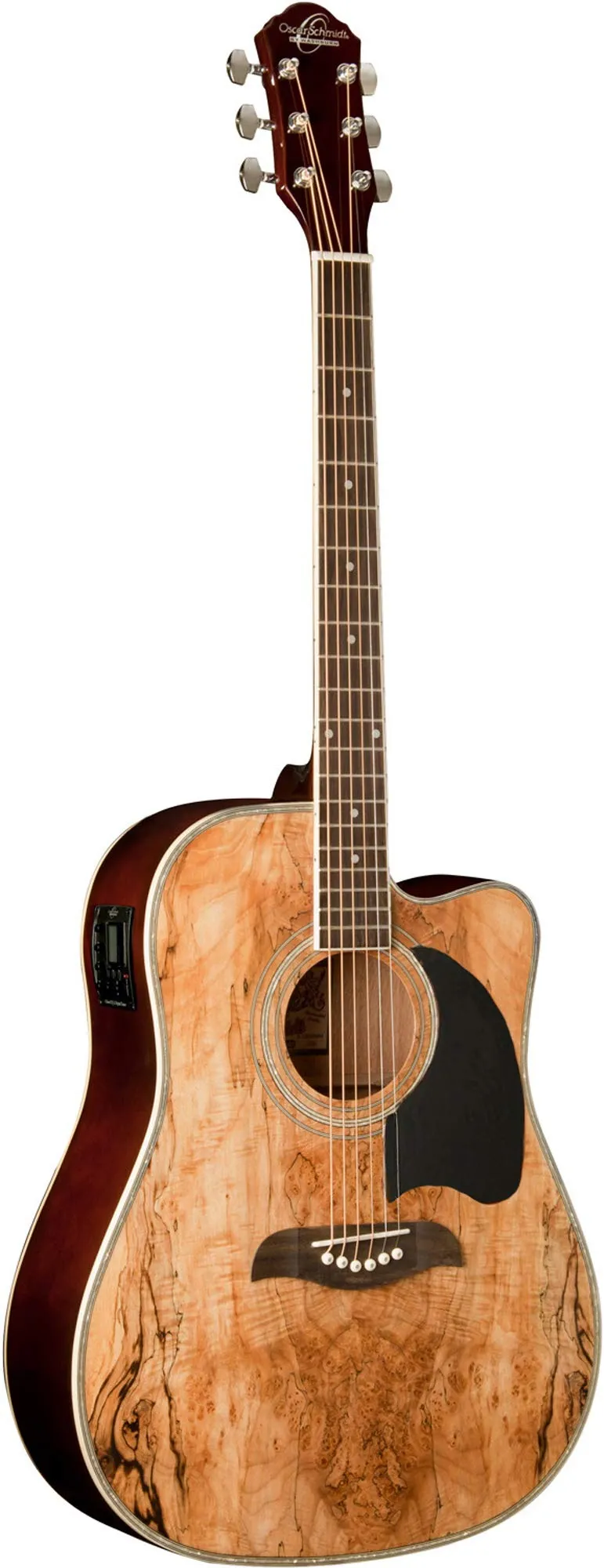 Oscar Schmidt OG2CESM Spalted Maple Dreadnought Acoustic-Electric Guitar with Mahogany Body