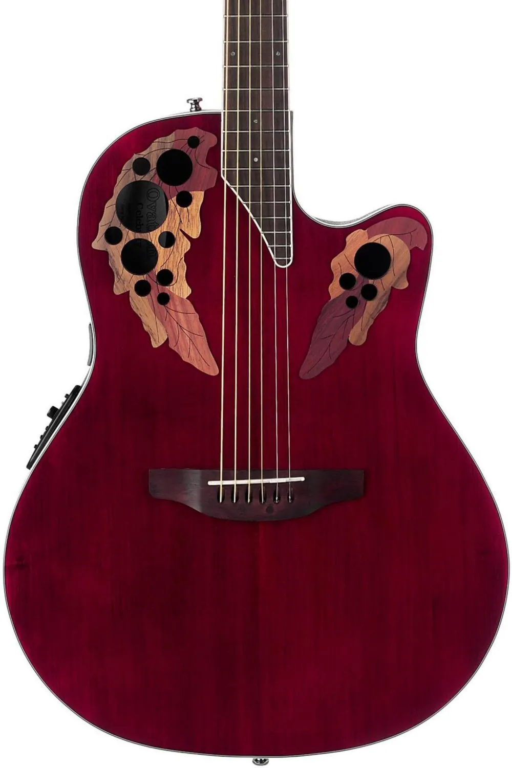 Ovation Celebrity Collection 6 String Acoustic-Electric Guitar, Ruby Red, Super Shallow Body