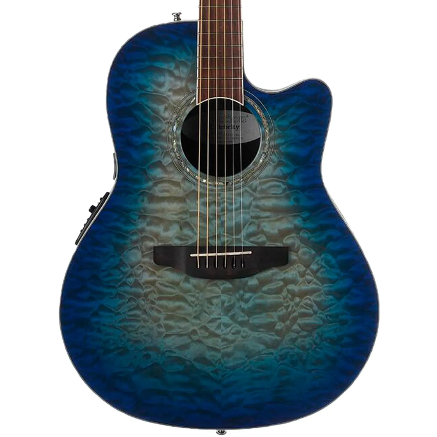 Ovation CS28P-RG Celebrity Standard Acoustic-Electric Guitar, Caribbean Blue Burst, Layered Maple