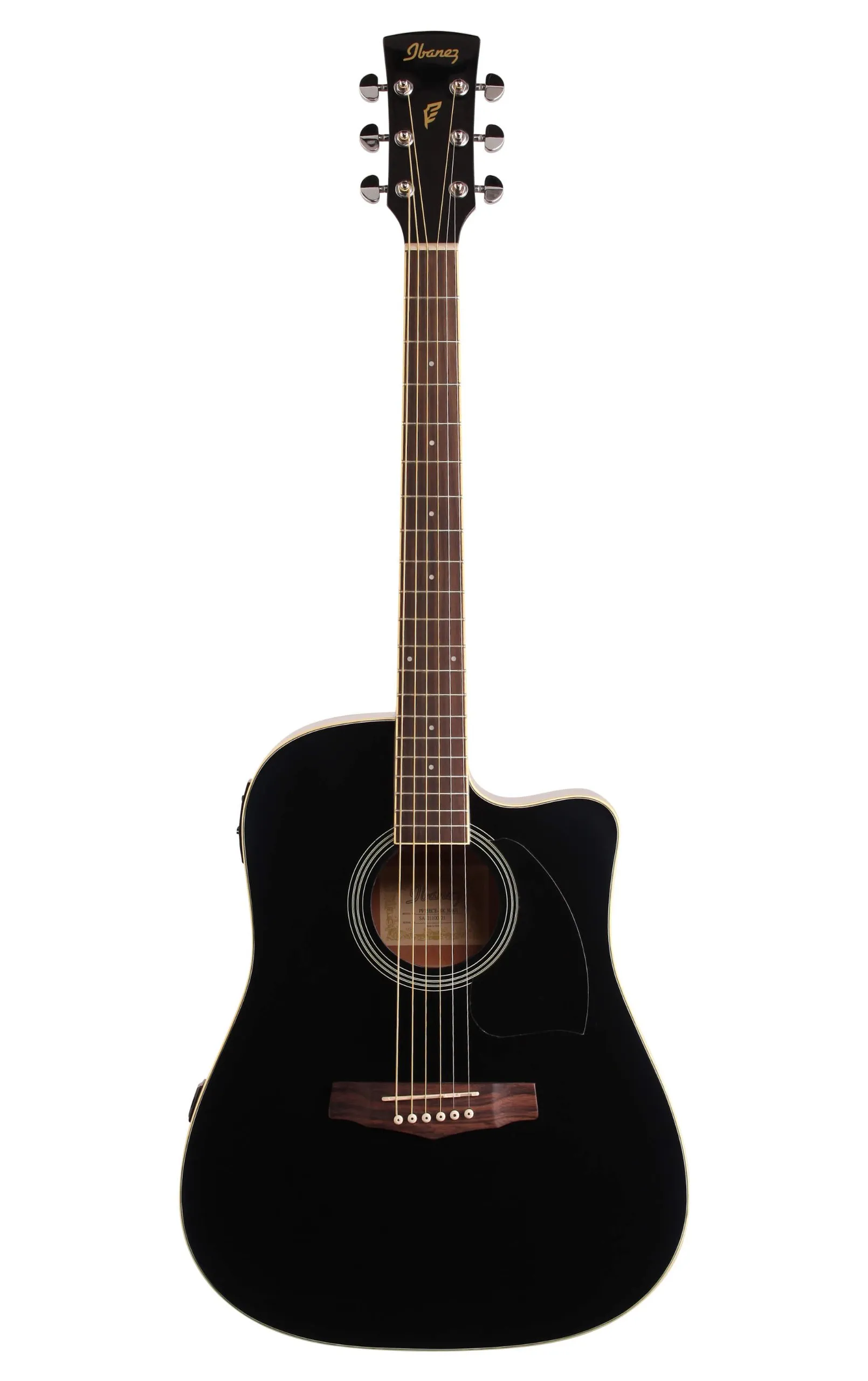 PF15ECE Dreadnought Acoustic-Electric Guitar in Gloss Black with Fishman Pickup and Onboard Tuner