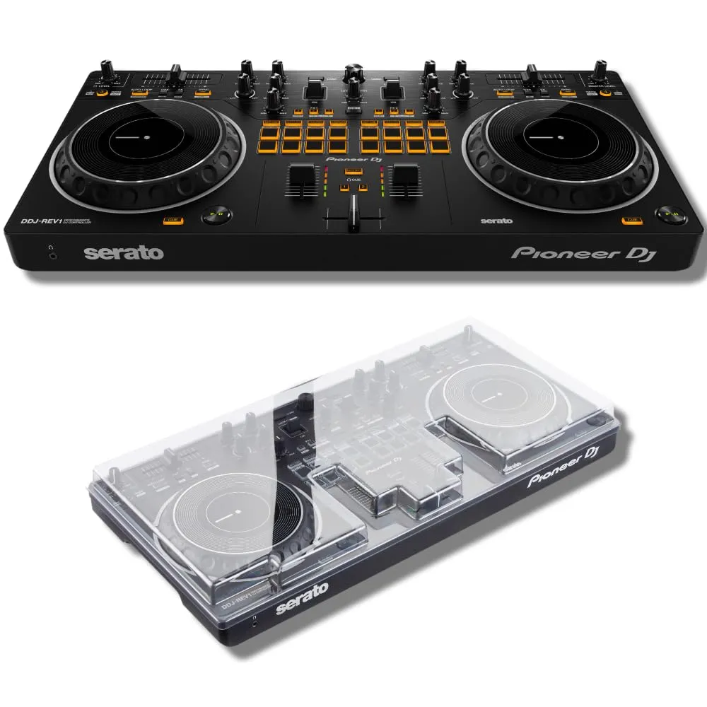 Pioneer DDJ-REV1 2-Deck Serato DJ Controller Bundle with Decksaver Cover – Enhanced Scratching Control