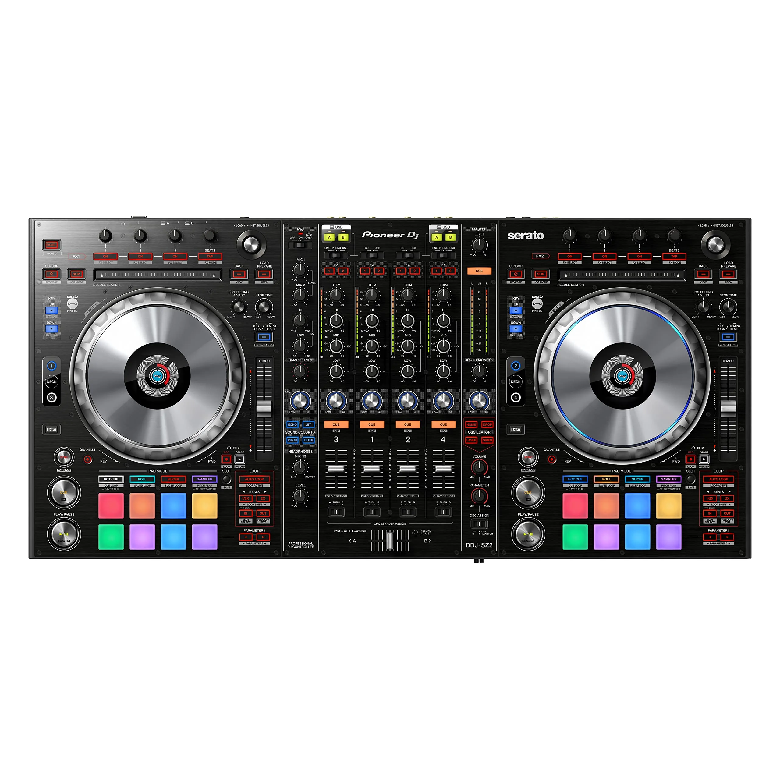 Pioneer DDJ-SZ2 Black DJ Controller with Dual USB, CDJ-Style Layout, and Magvel Crossfader