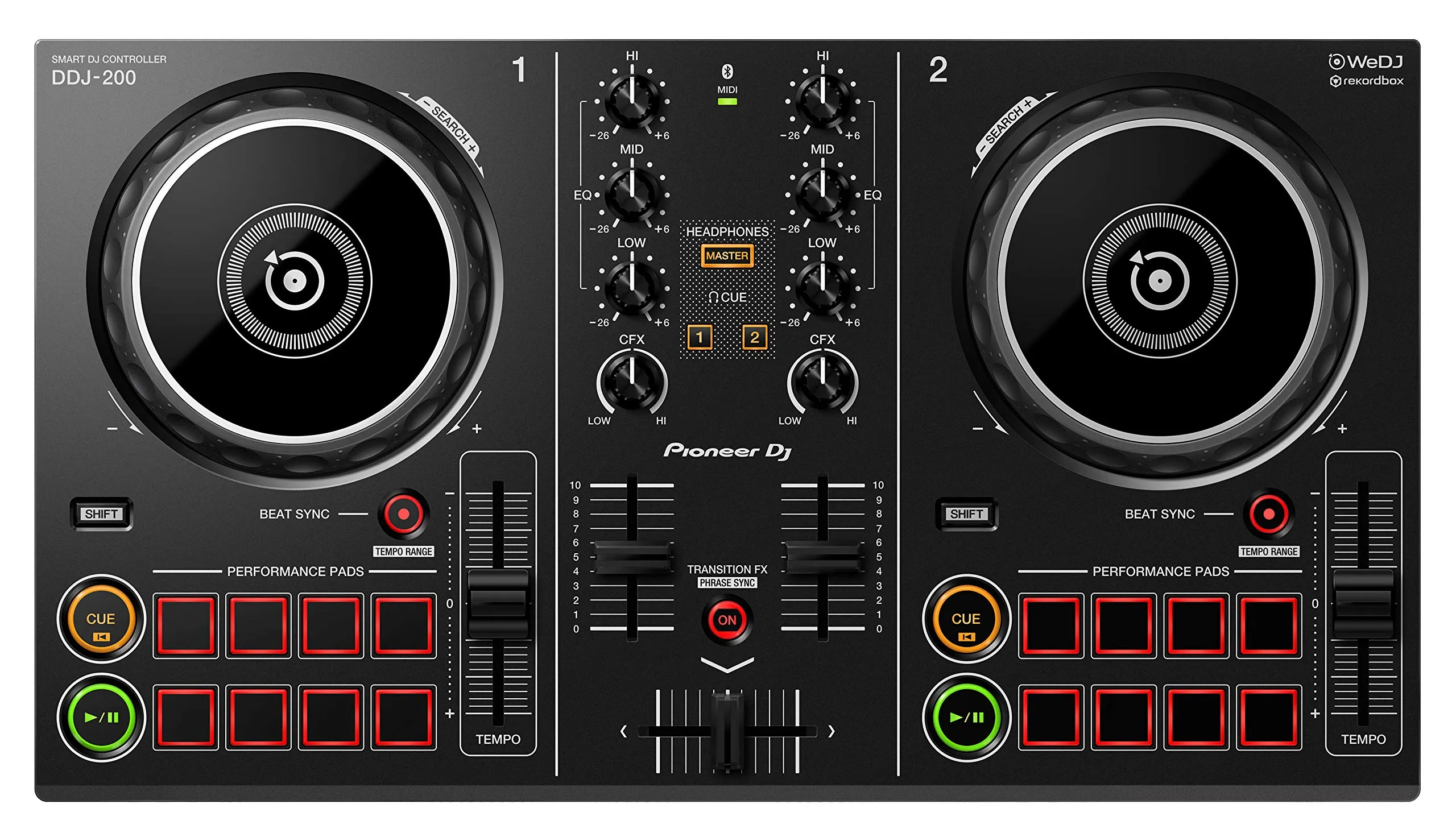 Pioneer DJ DDJ-200 Controller, Portable & Lightweight, Compatible with Smartphones, Tablets, PC/Mac