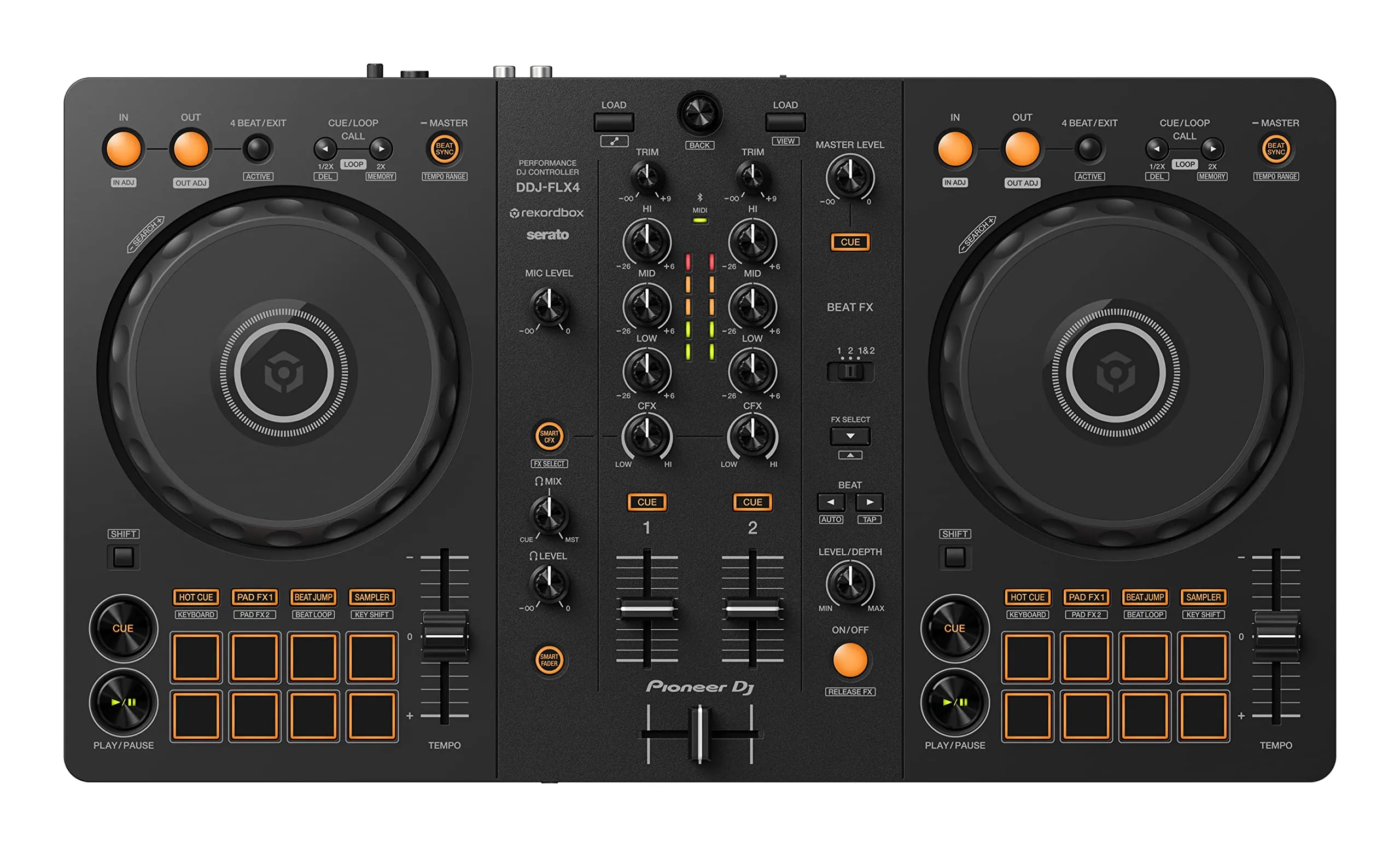 Pioneer DJ DDJ-FLX4 2-Deck DJ Controller - Graphite, Multi-Device Compatible, USB Audio Output