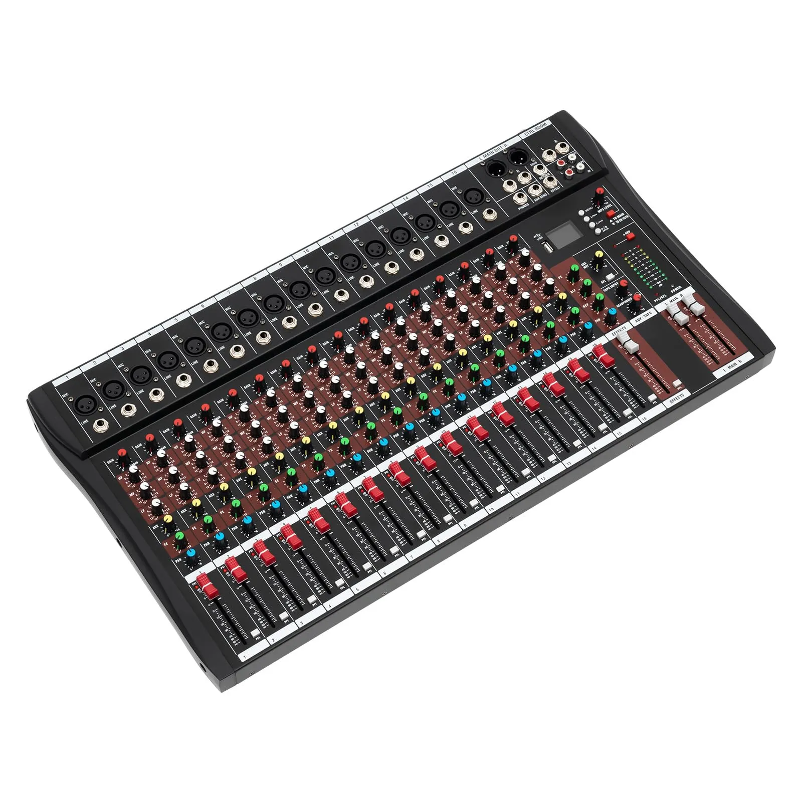 Professional 16-Channel DJ Mixer with Bluetooth, USB, 15W Power, High-Quality Audio & 3-Band EQ