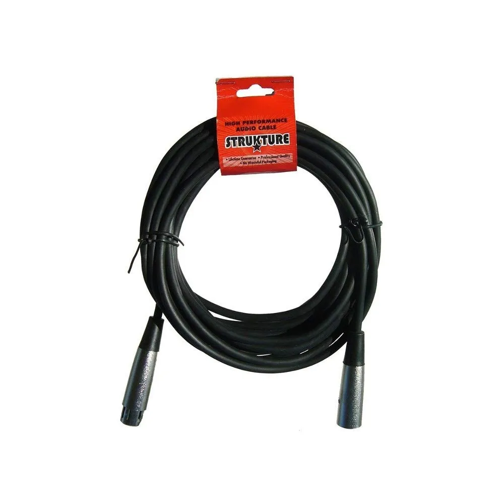 Professional 20' XLR Microphone Cable in Black with Lifetime Guarantee and High-Quality Construction