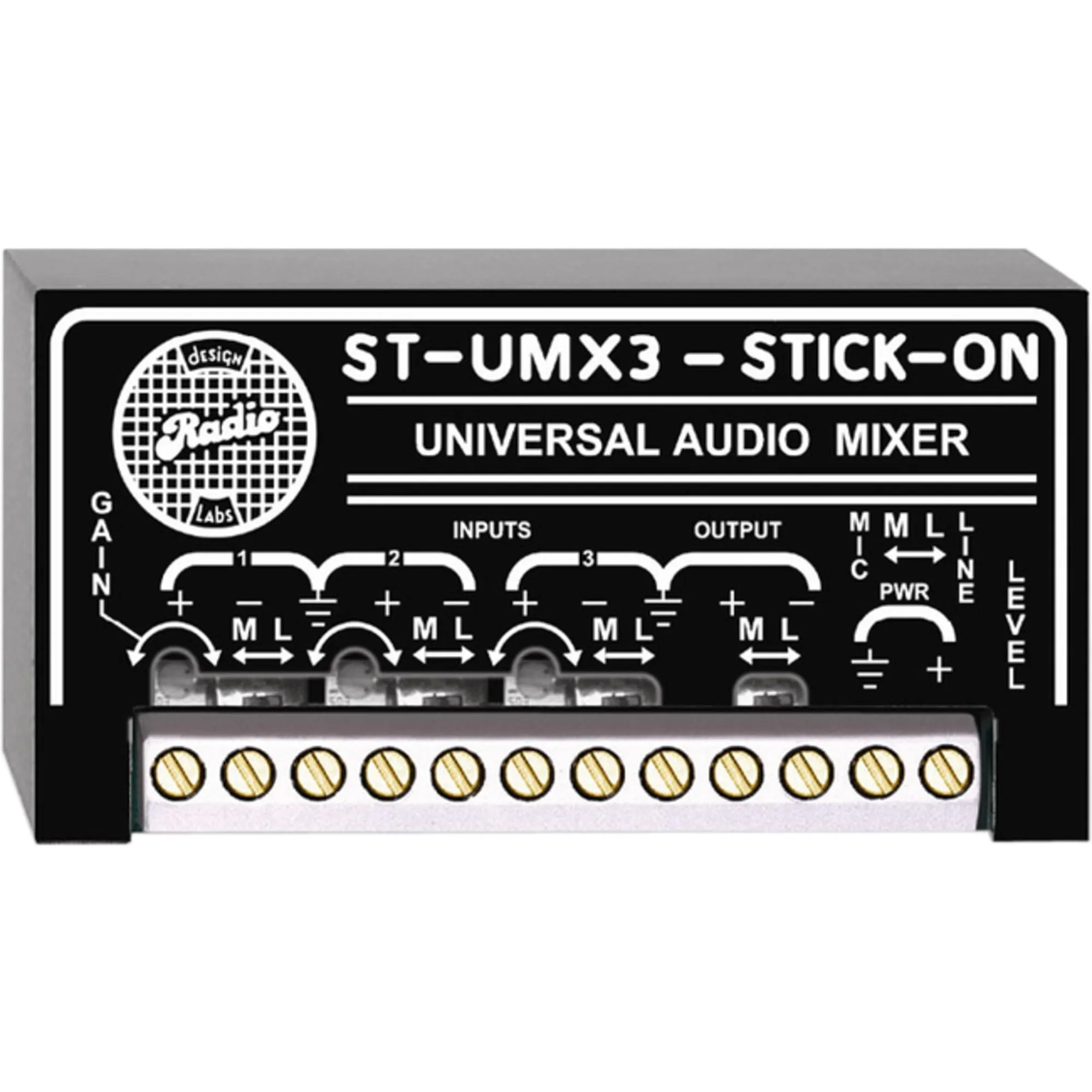 RDL ST-UMX3 Audio Mixer 3 Mic/Line Inputs, Balanced/Unbalanced, 60 dB Gain, Compact Design