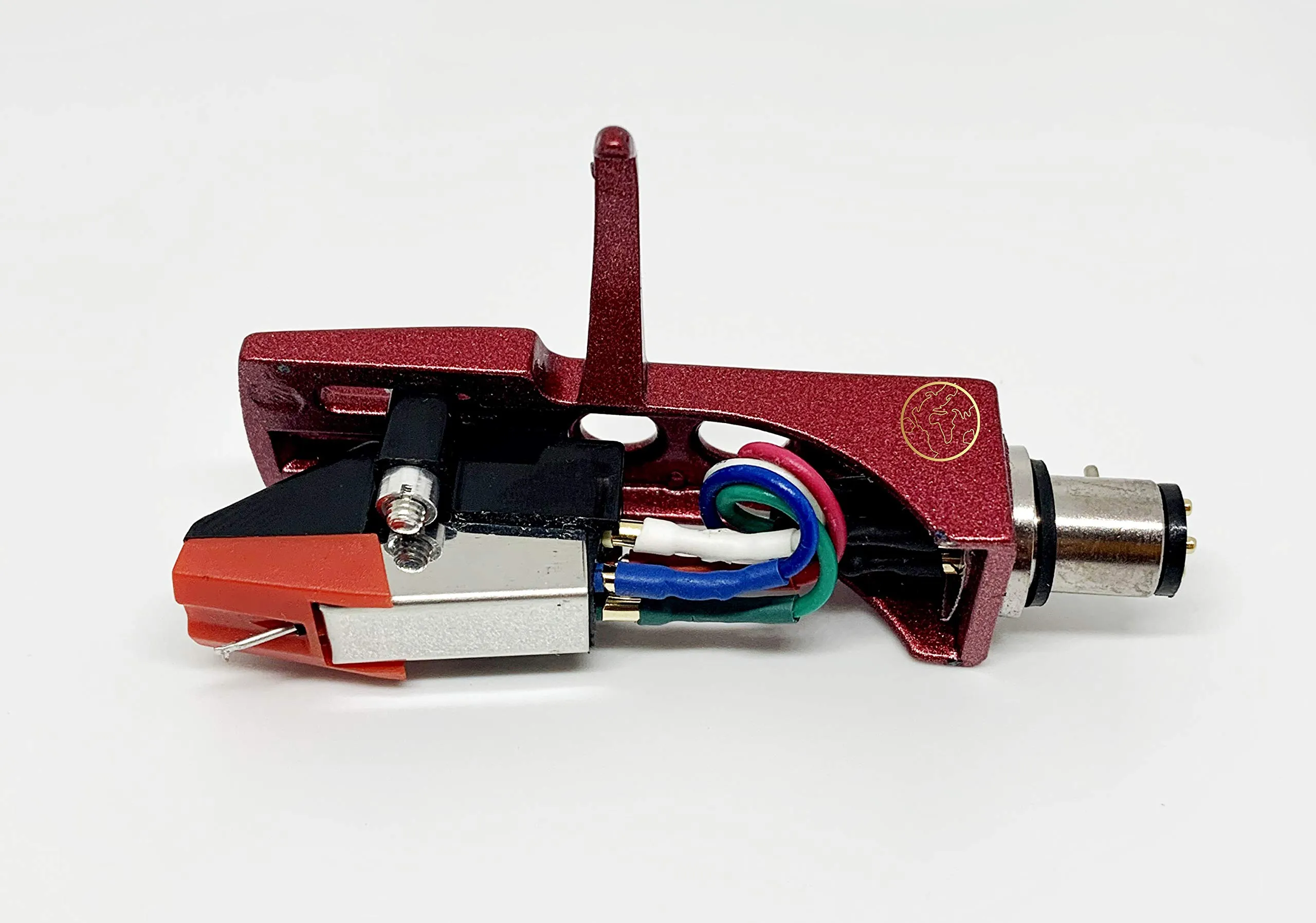 Red Headshell and Cartridge for Pioneer Turntables with Elliptical Needle, High-Quality Sound