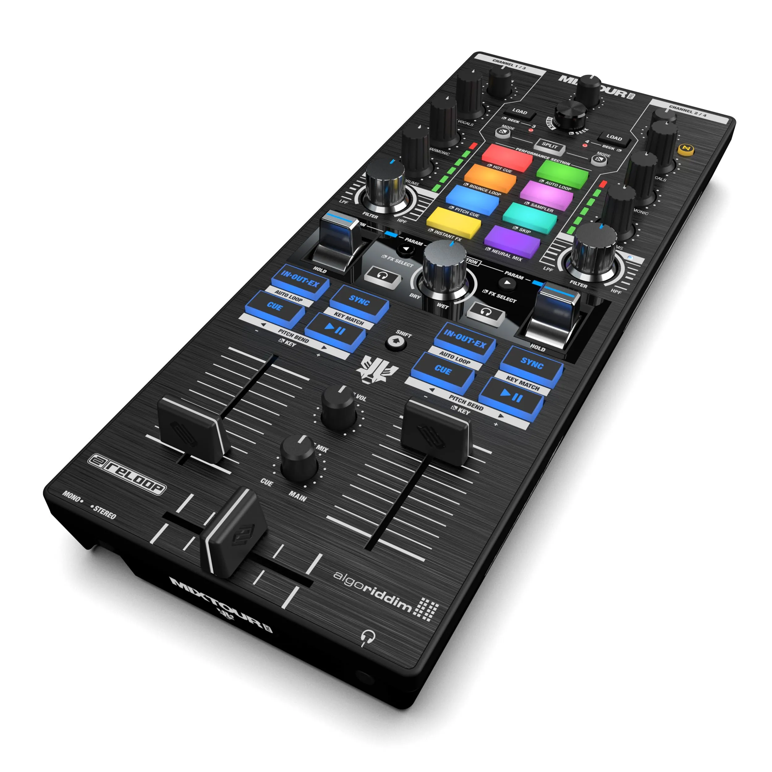 Reloop Mixtour Pro Ultra-Portable Four-Deck DJ Controller with USB-C Audio Interface