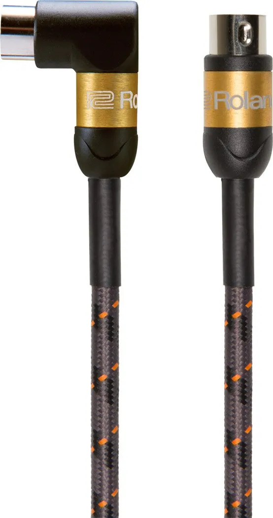 Roland Black 5ft MIDI Cable with Angled/Straight 1/4-Inch Jack, Gold Series, Low-Noise Design