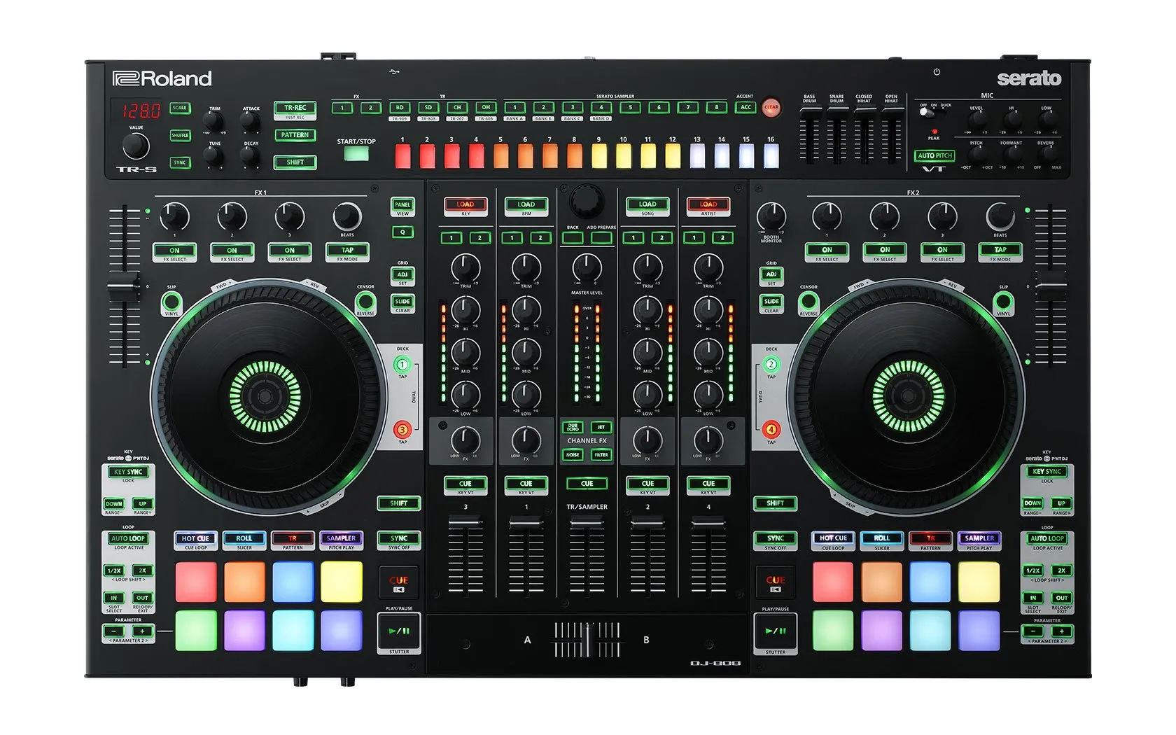 Roland DJ-808 Serato DJ Controller with Exclusive Hendrix Headphones, Bluetooth & Wired Connections