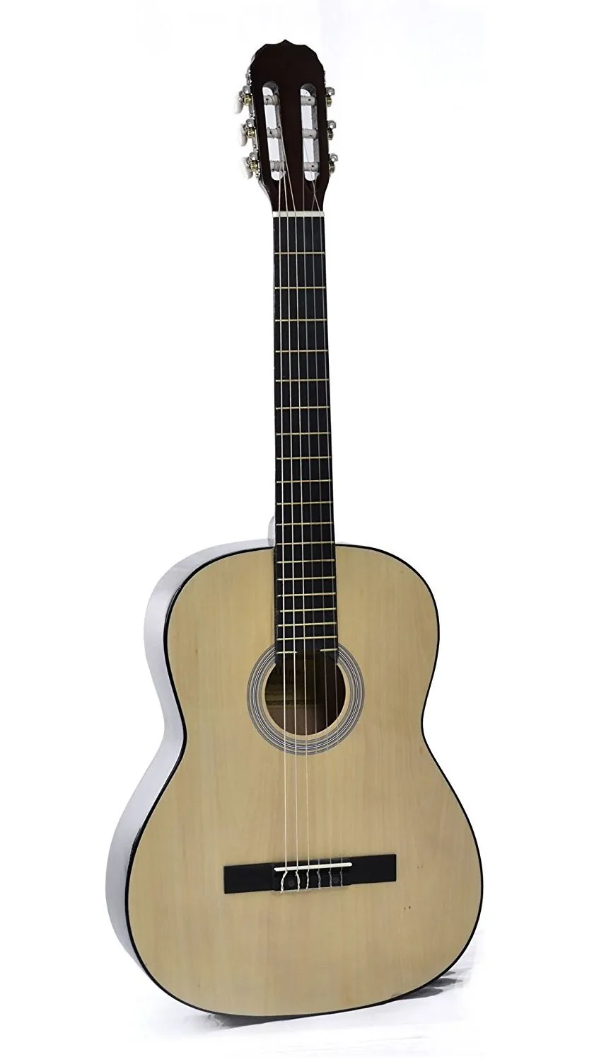 Rollins ROL-946A Gypsy Nylon String Dreadnought Acoustic Guitar, 39', Aged Wood, Rich Sound