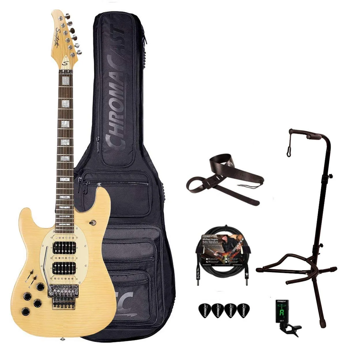 Sawtooth Left-Handed Electric Guitar with Flame Maple Finish, Alnico Pickups & Floyd Rose Tremolo