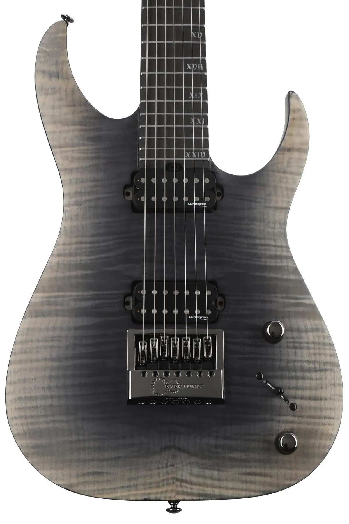 Schecter Banshee Mach-7 Evertune Electric Guitar - Fallout Burst, 7-string Solidbody with Humbuckers