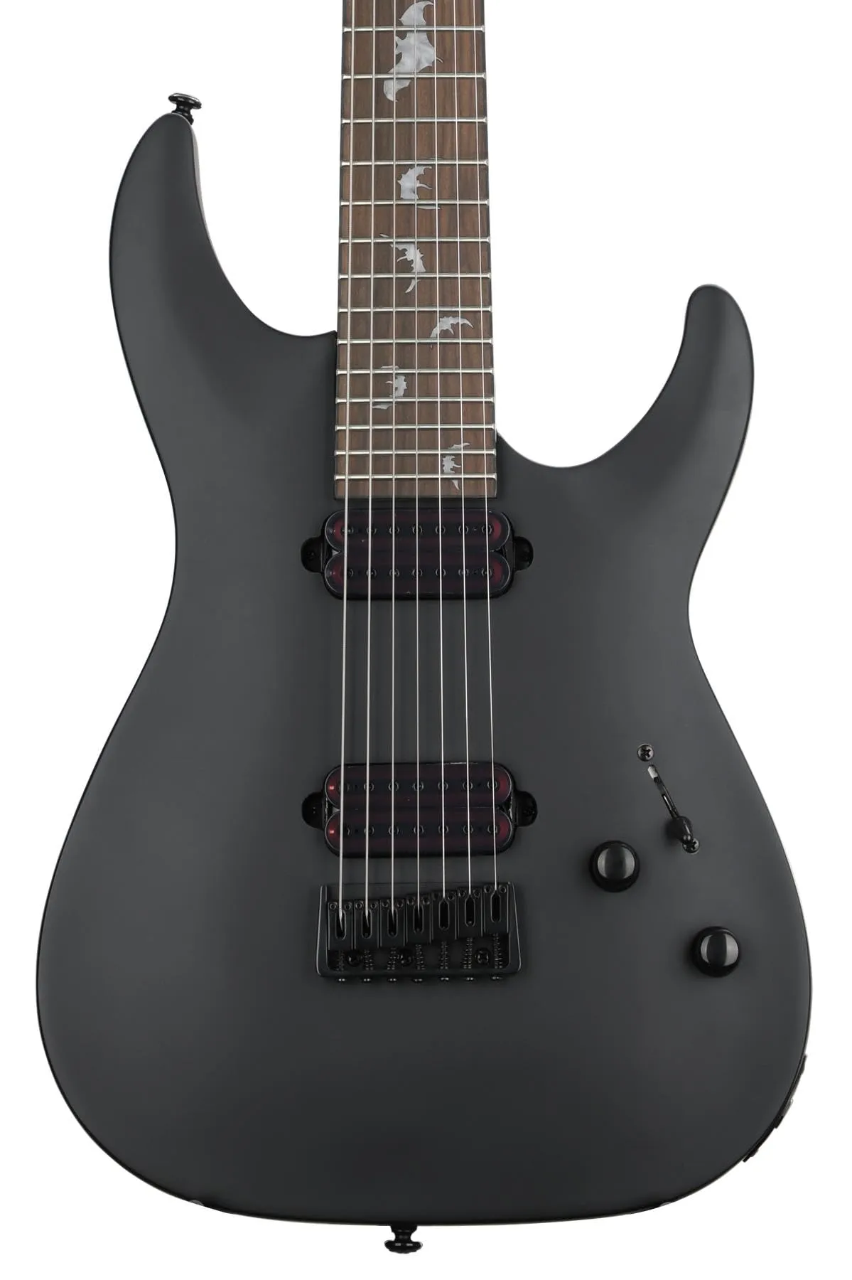 Schecter Damien-7 SBK Electric Guitar - Satin Black, 7-string, Mahogany Body, Rosewood Fingerboard