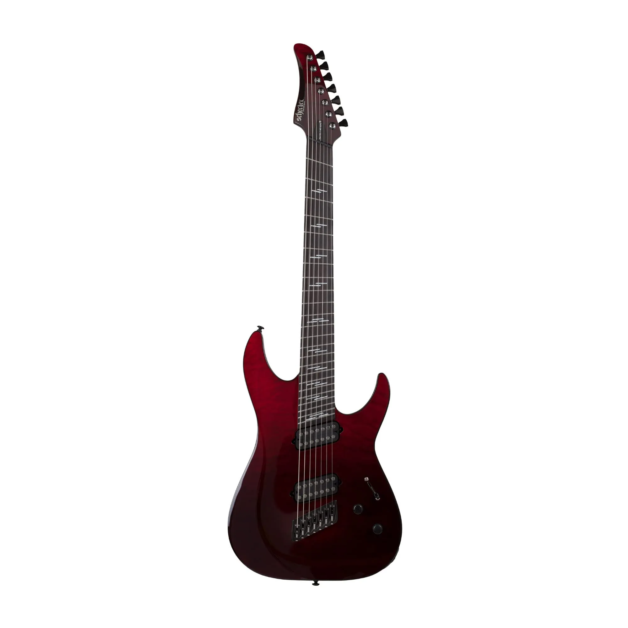 Schecter Reaper-7 Elite Multiscale 7-String Electric Guitar, Blood Burst, Quilted Mahogany Body