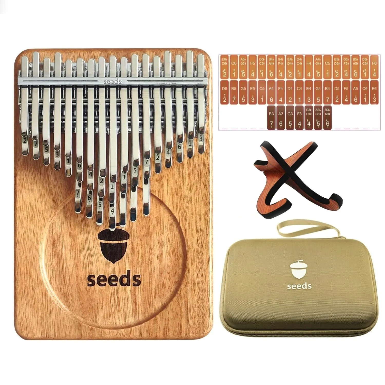 Seeds Kalimba Thumb Piano 41 Keys C-Tuned Okoume Wood Lightweight Portable Mbira