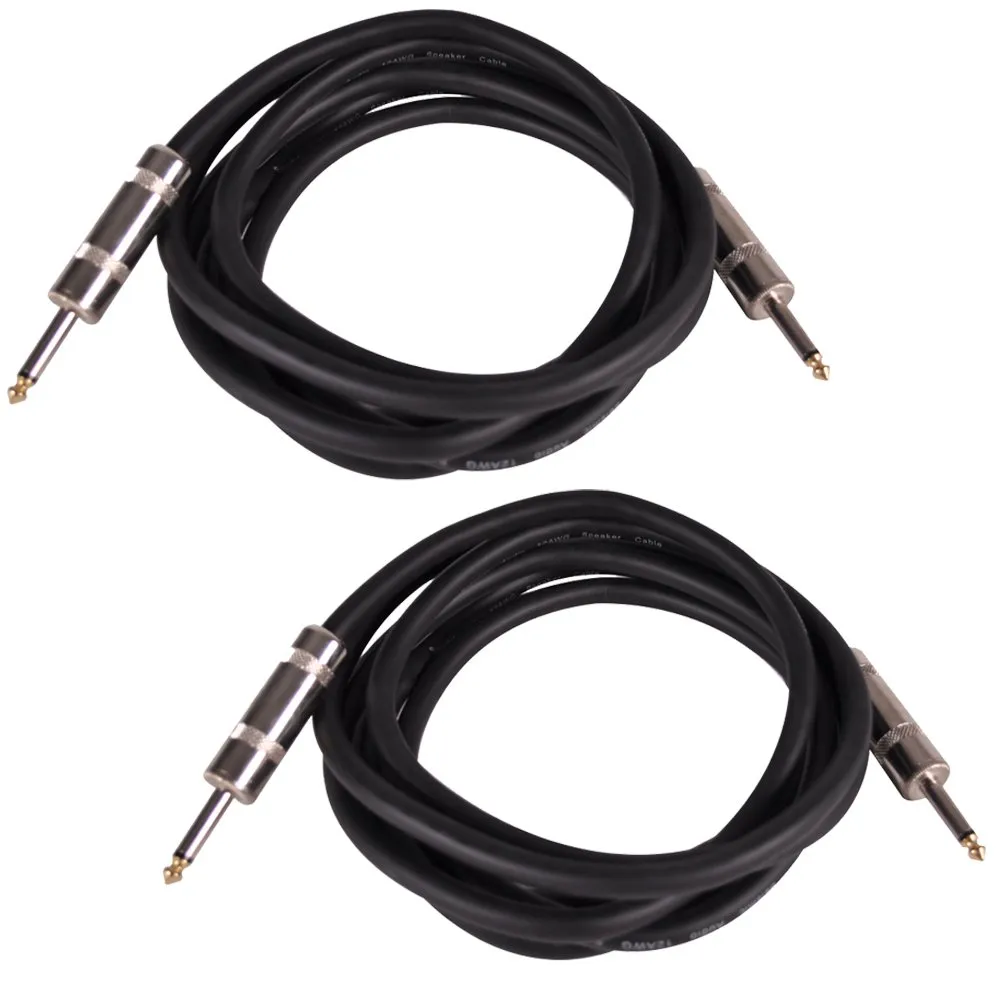 Seismic Audio Q12TW10-2Pack 10-Foot 12-Gauge 1/4-Inch Pro Audio Speaker Cables, Black